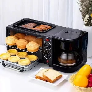 Multi functional Household Oven, Coffee Machine, Barbecue Grill and 3 in 1 Automatic Breakfast Maker