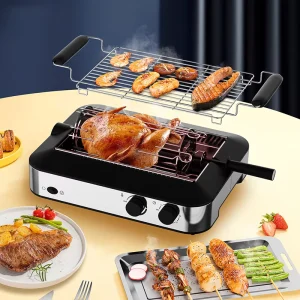 Multi functional Nonstick Rotisserie Indoor BBQ Grill Electric Griddles Smokeless Barbecue Electric BBQ