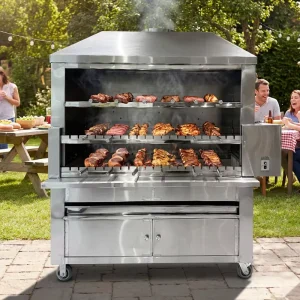 Multi-level Automatic Rotating Charcoal Grill Large Size Brazilian BBQ Grill Trolley