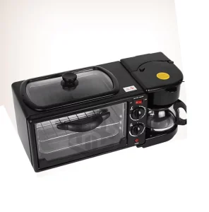 Multifunction 3 in 1 Breakfast Maker Coffee Maker Motor Automatic Electric Toaster Oven for Outdoor Car Use Stainless Steel