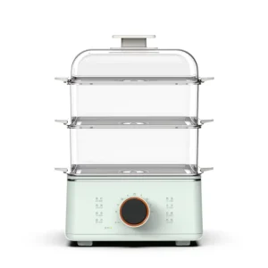 Multifunction Electric Food Steamer for Cooking Vegetables Stainless Steel Base Stackable and Dishwasher Safe Baskets