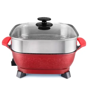 Multifunction Electric Hot Pot and Cooking Food Steamer Non stick Skillet Aluminum Frying Pan