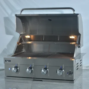 Multifunction Outdoor Kitchen Freestanding Stainless Steel 304 4 Burner Gas BBQ Grill Automatic Shut-Off Rotisserie Adjustable