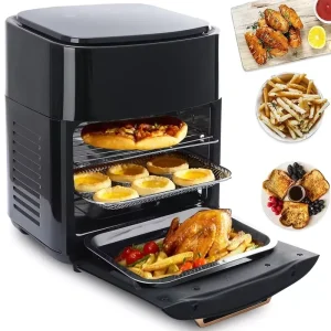 Multifunctional 15L Electric Air Fryer Microwave Oven LED Display Non-Stick PTFE French Support for Household Use