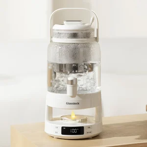 Multifunctional 2.8L Electric Glass Kettle Split Design with Simulated Flames Portable Water Boiling Tea Pot