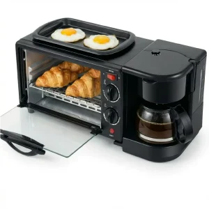 Multifunctional 3 in 1 Breakfast Station Electric Toaster Oven Coffee Maker Griddle