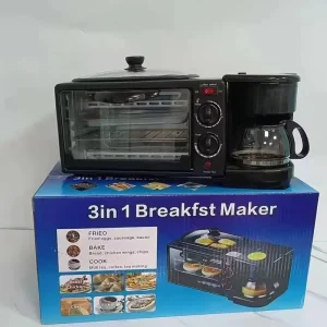 Multifunctional 3 in 1 Stainless Steel Mini Oven Breakfast Maker Coffee Waffle Bread Electric Kitchen Home Frying Pan Glass