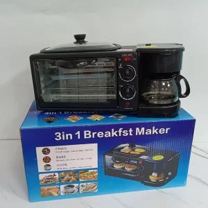 Multifunctional 3-in-1 Stainless Steel Mini Oven Breakfast Maker Coffee Waffle Bread Electric Kitchen for Home Frying Pan