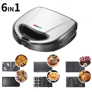 Multifunctional 6 in 1 Sandwich Maker Machine Non Stick Fast Heating Household Kitchen Electric Panini Grill SW052