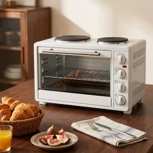 Multifunctional Countertop Baking Kitchen Appliance Toaster Oven Mechanical Control Electric Oven with 2 Hot Plates