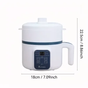 Multifunctional Digital Timer Mini Rice Cooker Overheating Protection 6 Cooking Modes 1.1-2L Capacity Non-Stick Plastic