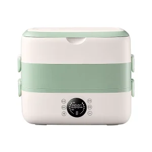 Multifunctional Electric Lunch Box 2L 2 Layer 4 Trays 304SUS Sealed Leakproof Touch Control 12H Timer Overheat Protection Office