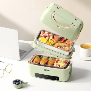 Multifunctional Electric Lunch Box Stainless Steel 1.2L Portable Quick Heating Food Heater Lunch Box for Home Office
