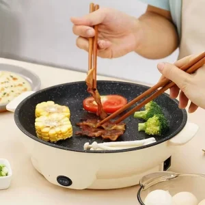Multifunctional Electric Skillet Non Stick Electric Griddle with Full Heating Area Versatile for Fry Grill Roast and Griddle