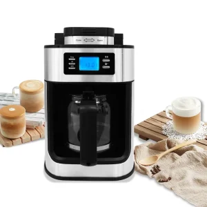 Multifunctional Fully Automatic Office Coffee Machine Drip Coffee Maker Stainless Steel Bean Grinder Electric US Plug Household