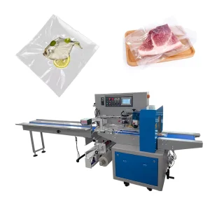 Multifunctional Horizontal Automatic Stainless Steel Plastic Bags Vacuum Packing Machine for Salmon Meat Seafood Fruit