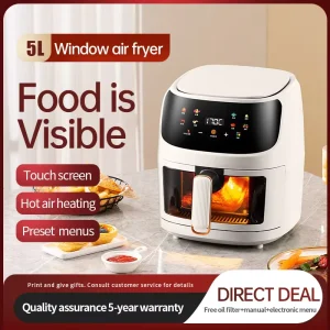 Multifunctional Household Air Fryer Electric Fryer with Visual Touch Screen and Preset Menus All in One Machine