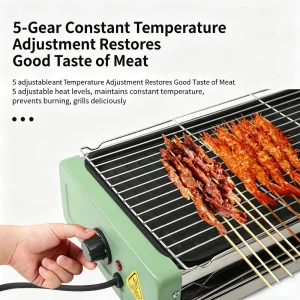 Multifunctional Indoor Outdoor Electric BBQ Grill 5 Speed Digital Temperature Control Detachable Non Stick Double Layer Griddle