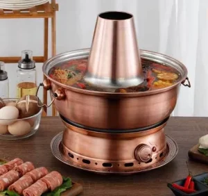 Multifunctional Luxury Chinese Thai Commercial Cooking Charcoal Electric Stainless Steel Shabu Shabu Hot Pot Cooker With Chimney