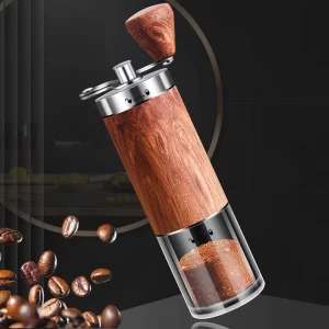 Multifunctional Manual Coffee Grinder Modern Korean Style 304 Stainless Steel Wood Grain Bean Grinder Portable Machine Home
