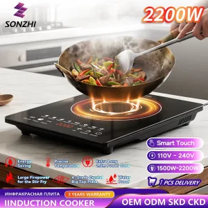 Multifunctional Portable Induction Cooktop Touch Control Ceramic Surface 1000-1999W Waterproof 3 Year Warranty for Household Use