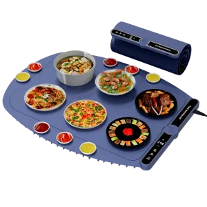 Multifunctional Portable Silicone Electric Food Mat Exclusive Oval Shape Food Warming Tray for 6 Dishes with Sauce Dishes