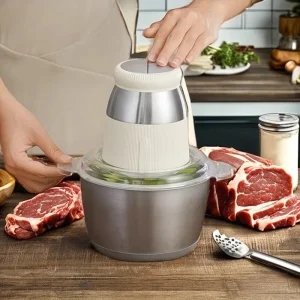 Multifunctional Stainless Steel Electric Household Meat Grinder & Slicer 2L Capacity Cooking Auxiliary Food Stuffing Machine