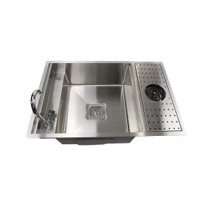 Multifunctional Ultrasonic Single Bowl Kitchen Sink Water Catalyst Fruit Vegetable Cleaning Machine Cup Washer Included Faucet