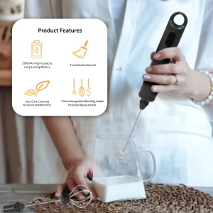 Multifunctional Wireless USB Handheld Whisk Automatic Eco Friendly Plastic Milk Frother Coffee Latte Baking Foam Maker Car