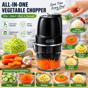 Multiple Functions Electric Vegetable Masher Grater Slicer Shredder Compact Food Chopper for Home Kitchen