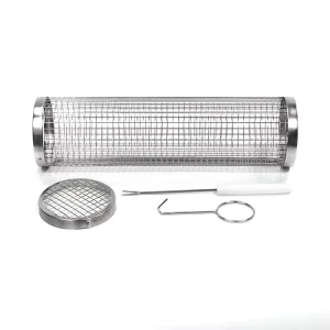 Multiple Size Options Stainless Steel Barbecue Grill Basket BBQ Net Tube Wire Mesh Rolling Waterproof Grilling Basket BBQ Tools