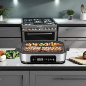 NTC Temperature Control Electric Smokeless Grill Triple Filtration System Non-Stick Pan Fan Electric Grills Electric Griddles