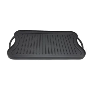 Natural Vegetable Oil Seasoned Square Black Cast Iron Grill Pan Food Safe for Electric Gas and Induction Classic Design