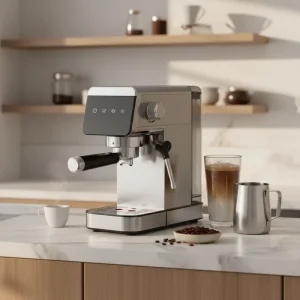 New 15 Bar Espresso Coffee Machine Stainless Steel Touch Control 1350W Household Coffee Maker