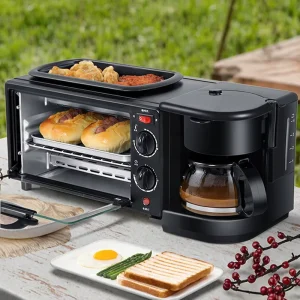 New 3 in 1 Breakfast Maker Microwave 3 in 1 Breakfast Station Oven Coffee Maker and Frying Pan
