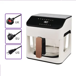 New 5L Borosilicate Glass Air Fryer 360° View Visible Healthy No Coating Electric Deep Fryer with Digital Touch Screen