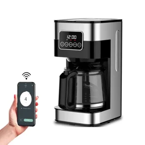 New Design 1.5L Electric 12 OEM Free Spare Parts Alexa Google Voice Control Smart Drip Coffee Maker Smart Coffee Machine