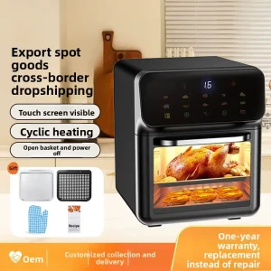 New Design Electric Stainless Steel Energy Saving Multifunctional Health Air Oven Fryer Oil Free Kitchen 6L Household