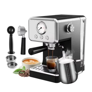 New Design Semi Automatic Ground Coffee Machine Espresso Maker Machine With Milk Frother