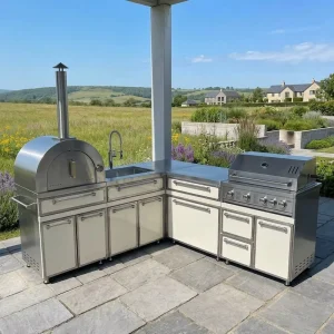 New Design Stainless Steel Outdoor Kitchen Backyard Custom Fireproof Antirust Multi Functional Outdoor Kitchen Cabinet for Villa