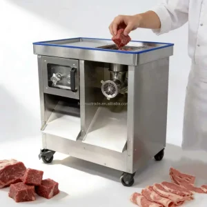 New High Power Dual Motor Commercial Electric Automatic Meat Grinder Mincer Slicer Detachable Blade Set & Grinding Head