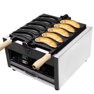 New High Productivity Banana Shaped Stainless Steel Waffle Maker with Timer for Home & Hotel Use