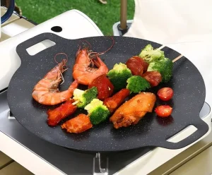 New High Quality Durable Smokeless Multi Function Metal BBQ Pan Griddle Plate Roasting Pan Baking Tray for Cooking Camping