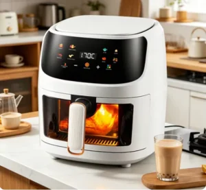 New Multifunctional Deep Oil Free Steam Air Fryer >6L Stainless Steel Custom Vision Manual Household French Toaster Oven