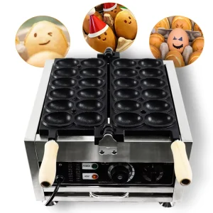 New Professional OEM Commercial Stainless Steel Double Side Heating Round Egg Shape Waffle Maker with High Productivity Timer