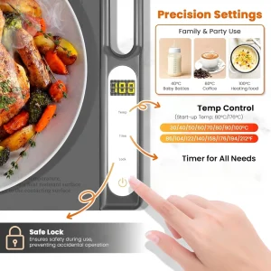 New Upgraded Fast Heating Silicone Electric Warming Tray Larger Touch Screen Higher Feet Roll up Portable Food Warmer