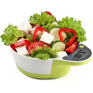 New Value One Piece Kitchen Digital Scale 11 Pounds 5kg Capacity Battery Powered 1g Division Features Timing and Spout