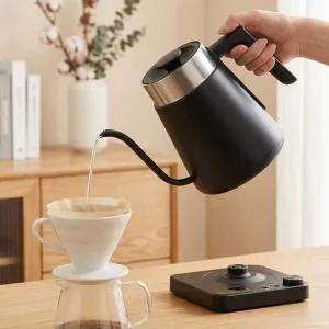 Newly Design Black Stainless Steel Portable Pour Over Drip Coffee Tea Maker 1l Electric Gooseneck Kettle with Temperature Option
