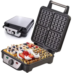 Non Stick 4 Plates Waffle Pancake Crepe Maker Iron Griddle for Home Using Sandwich Grill and Waffle Maker