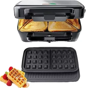 Non Stick Detachable Ceramic Mini Waffle Maker Electric with Adjustable Thermostat for Household Outdoor Car & Hotel Use